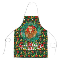Kenya Christmas Apron with Santa Feast Scene and Festive Wreath Pattern - Wonder Print Shop
