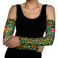 Kenya Christmas Arm Sleeves with Santa Feast Scene and Festive Wreath Pattern - Wonder Print Shop