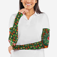 Kenya Christmas Arm Sleeves with Santa Feast Scene and Festive Wreath Pattern - Wonder Print Shop