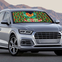 Kenya Christmas Auto Sun Shade with Santa Feast Scene and Festive Wreath Pattern - Wonder Print Shop