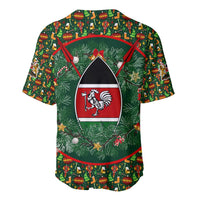 Kenya Christmas Baseball Jersey with Santa Feast Scene and Festive Wreath Pattern - Wonder Print Shop