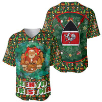 Kenya Christmas Baseball Jersey with Santa Feast Scene and Festive Wreath Pattern - Wonder Print Shop