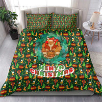 Kenya Christmas Bedding Set with Santa Feast Scene and Festive Wreath Pattern - Wonder Print Shop