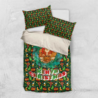 Kenya Christmas Bedding Set with Santa Feast Scene and Festive Wreath Pattern - Wonder Print Shop