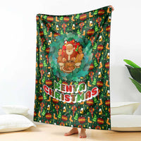 Kenya Christmas Blanket with Santa Feast Scene and Festive Wreath Pattern - Wonder Print Shop