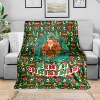 Kenya Christmas Blanket with Santa Feast Scene and Festive Wreath Pattern - Wonder Print Shop
