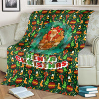 Kenya Christmas Blanket with Santa Feast Scene and Festive Wreath Pattern - Wonder Print Shop