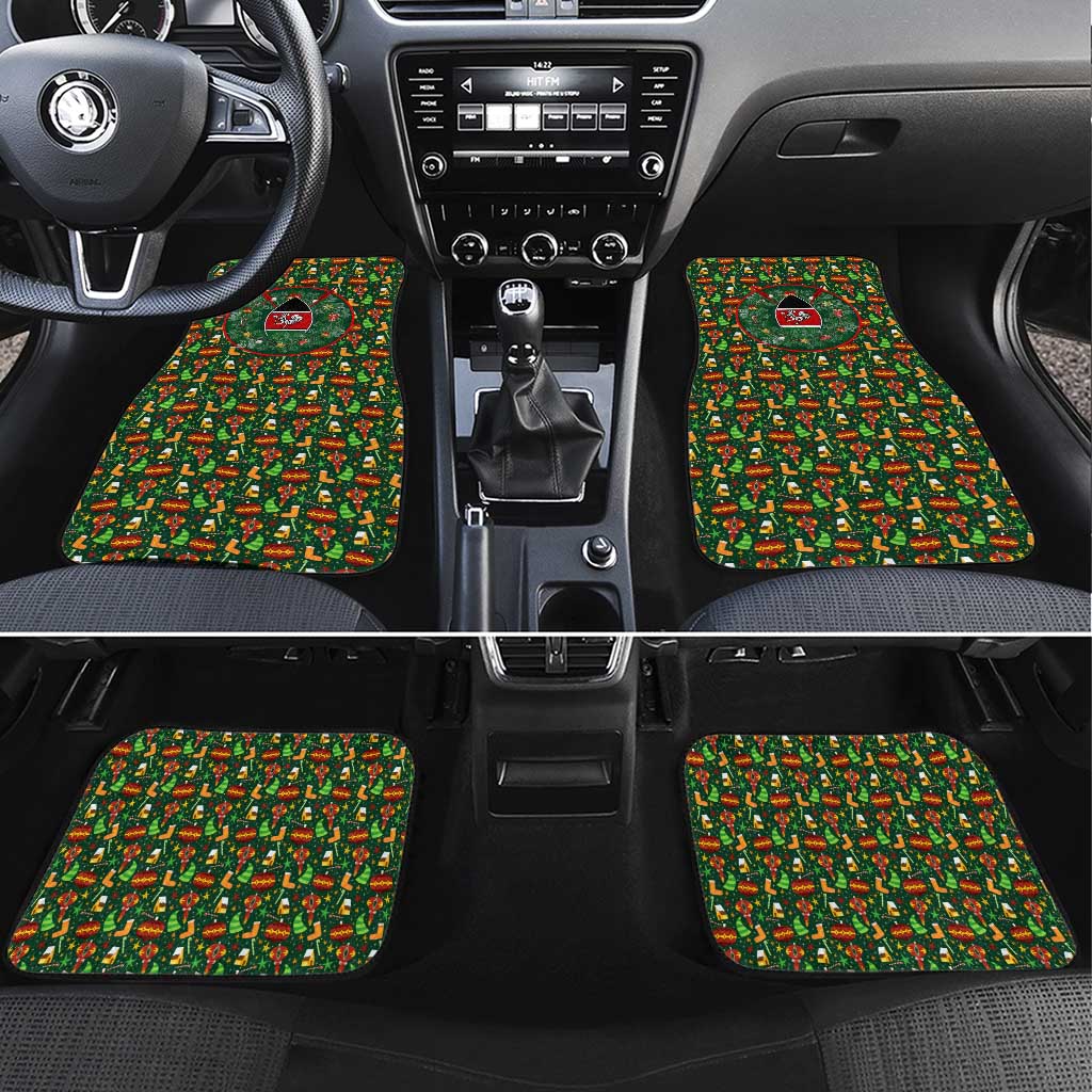 Kenya Christmas Car Mats with Santa Feast Scene and Festive Wreath Pattern - Wonder Print Shop