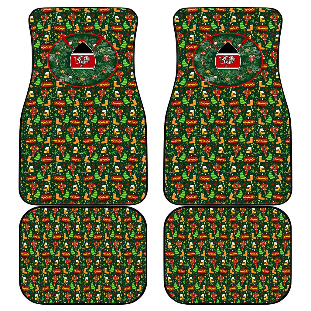 Kenya Christmas Car Mats with Santa Feast Scene and Festive Wreath Pattern - Wonder Print Shop