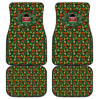 Kenya Christmas Car Mats with Santa Feast Scene and Festive Wreath Pattern - Wonder Print Shop