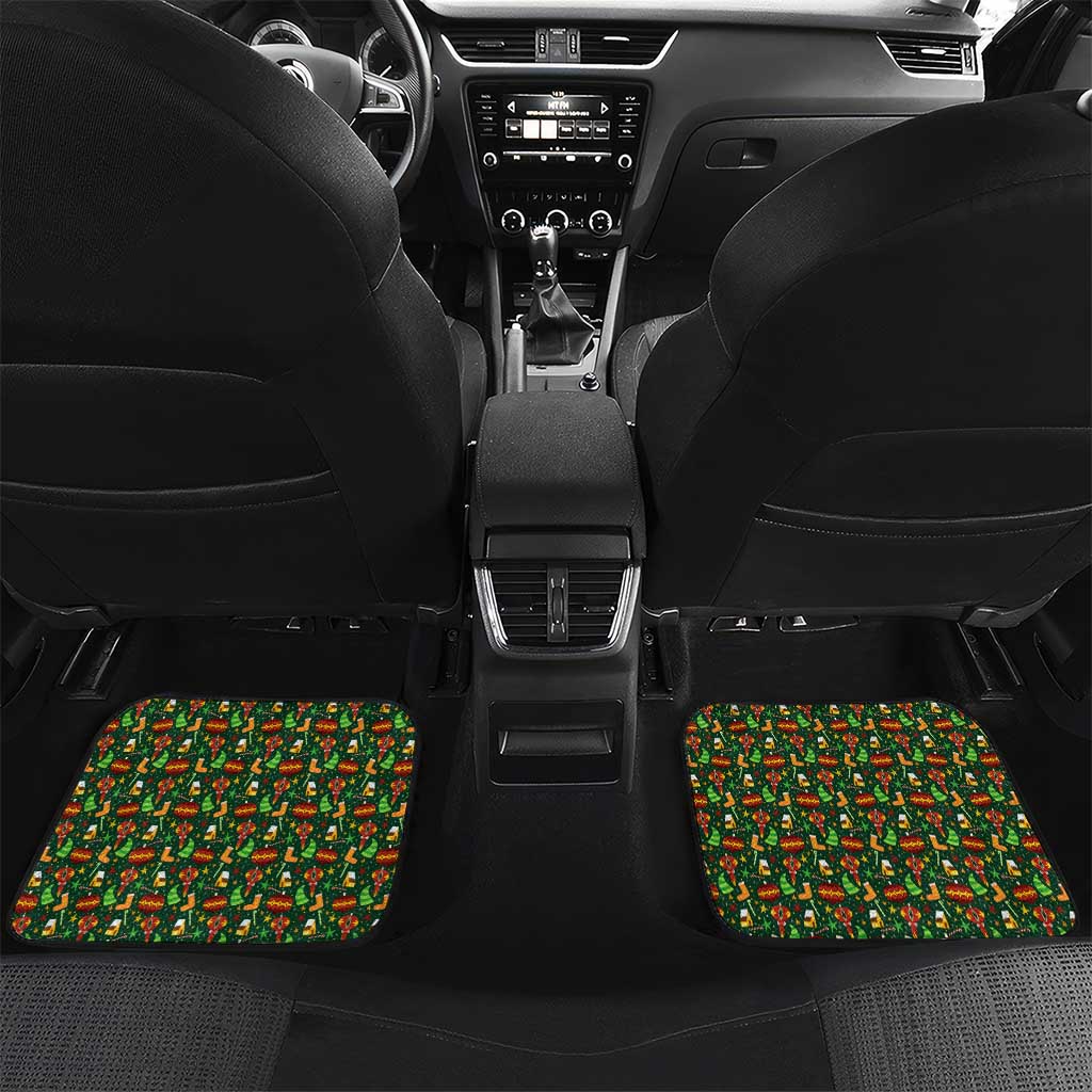 Kenya Christmas Car Mats with Santa Feast Scene and Festive Wreath Pattern - Wonder Print Shop