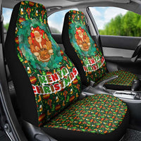 Kenya Christmas Car Seat Cover with Santa Feast Scene and Festive Wreath Pattern - Wonder Print Shop