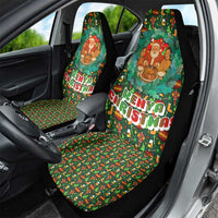 Kenya Christmas Car Seat Cover with Santa Feast Scene and Festive Wreath Pattern - Wonder Print Shop