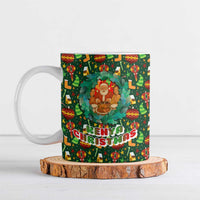 Kenya Christmas Ceramic Mug with Santa Feast Scene and Festive Wreath Pattern - Wonder Print Shop