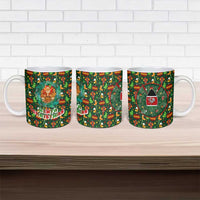 Kenya Christmas Ceramic Mug with Santa Feast Scene and Festive Wreath Pattern - Wonder Print Shop