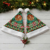 Kenya Christmas Santa Hat with Santa Feast Scene and Festive Wreath Pattern - Wonder Print Shop