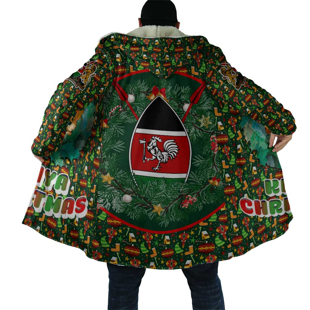 Kenya Christmas Cloak with Santa Feast Scene and Festive Wreath Pattern - Wonder Print Shop