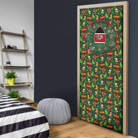 Kenya Christmas Door Cover with Santa Feast Scene and Festive Wreath Pattern - Wonder Print Shop