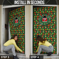 Kenya Christmas Door Cover with Santa Feast Scene and Festive Wreath Pattern - Wonder Print Shop