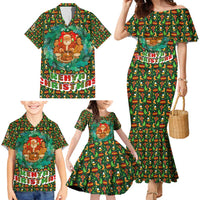 Kenya Christmas Family Matching Mermaid Dress and Hawaiian Shirt with Santa Feast Scene and Festive Wreath Pattern - Wonder Print Shop