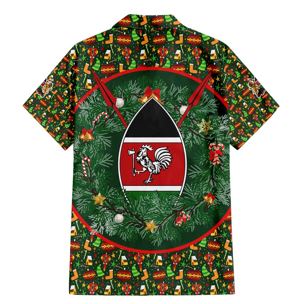 Kenya Christmas Family Matching Mermaid Dress and Hawaiian Shirt with Santa Feast Scene and Festive Wreath Pattern - Wonder Print Shop