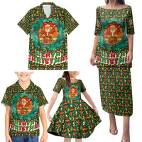 Kenya Christmas Family Matching Puletasi and Hawaiian Shirt with Santa Feast Scene and Festive Wreath Pattern - Wonder Print Shop