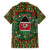 Kenya Christmas Family Matching Short Sleeve Bodycon Dress and Hawaiian Shirt with Santa Feast Scene and Festive Wreath Pattern - Wonder Print Shop