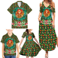 Kenya Christmas Family Matching Summer Maxi Dress and Hawaiian Shirt with Santa Feast Scene and Festive Wreath Pattern - Wonder Print Shop