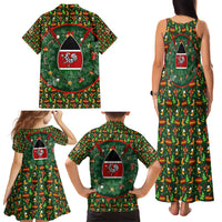 Kenya Christmas Family Matching Tank Maxi Dress and Hawaiian Shirt with Santa Feast Scene and Festive Wreath Pattern - Wonder Print Shop