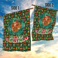 Kenya Christmas Garden Flag with Santa Feast Scene and Festive Wreath Pattern - Wonder Print Shop