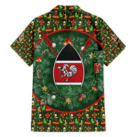Kenya Christmas Hawaiian Shirt with Santa Feast Scene and Festive Wreath Pattern - Wonder Print Shop