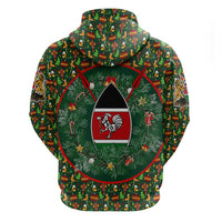 Kenya Christmas Hoodie with Santa Feast Scene and Festive Wreath Pattern - Wonder Print Shop