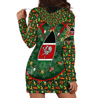 Kenya Christmas Hoodie Dress with Santa Feast Scene and Festive Wreath Pattern - Wonder Print Shop