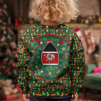 Kenya Christmas Kid Ugly Christmas Sweater with Santa Feast Scene and Festive Wreath Pattern - Wonder Print Shop