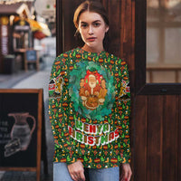 Kenya Christmas Ugly Christmas Sweater with Santa Feast Scene and Festive Wreath Pattern - Wonder Print Shop