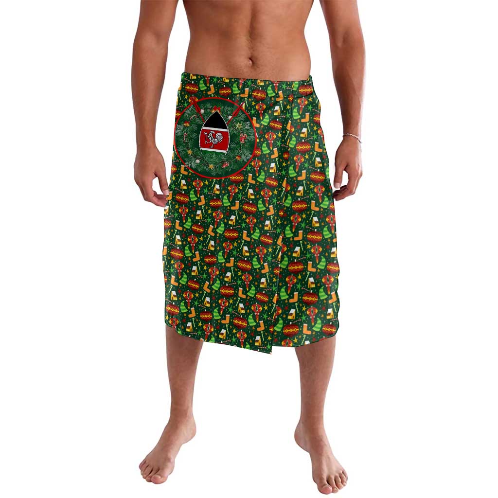 Kenya Christmas Lavalava with Santa Feast Scene and Festive Wreath Pattern - Wonder Print Shop