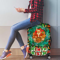 Kenya Christmas Luggage Cover with Santa Feast Scene and Festive Wreath Pattern - Wonder Print Shop