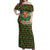 Kenya Christmas Off Shoulder Maxi Dress with Santa Feast Scene and Festive Wreath Pattern - Wonder Print Shop