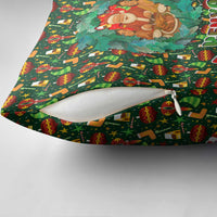 Kenya Christmas Pillow Cover with Santa Feast Scene and Festive Wreath Pattern - Wonder Print Shop