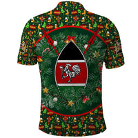 Kenya Christmas Polo Shirt with Santa Feast Scene and Festive Wreath Pattern - Wonder Print Shop