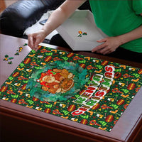 Kenya Christmas Puzzle with Santa Feast Scene and Festive Wreath Pattern - Wonder Print Shop