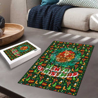 Kenya Christmas Puzzle with Santa Feast Scene and Festive Wreath Pattern - Wonder Print Shop