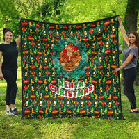 Kenya Christmas Quilt with Santa Feast Scene and Festive Wreath Pattern - Wonder Print Shop