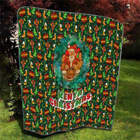 Kenya Christmas Quilt with Santa Feast Scene and Festive Wreath Pattern - Wonder Print Shop