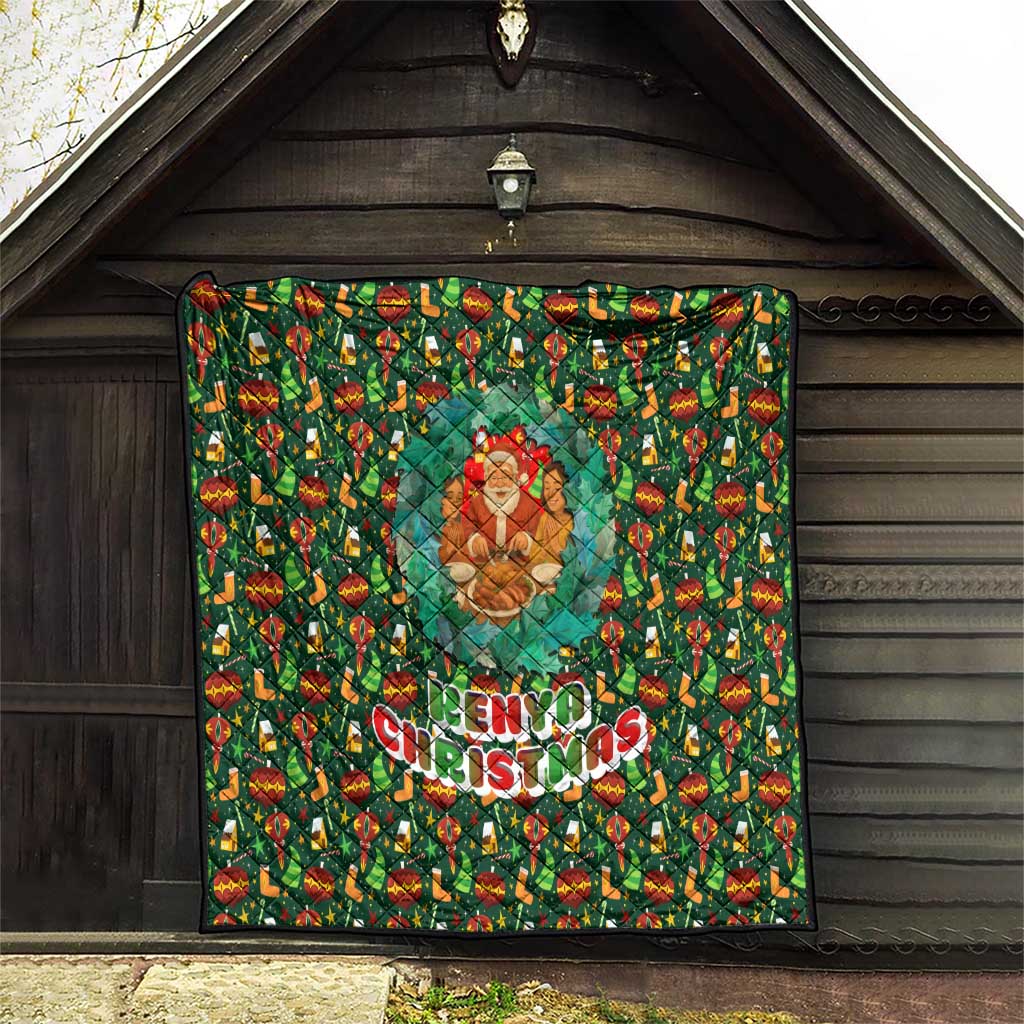 Kenya Christmas Quilt with Santa Feast Scene and Festive Wreath Pattern - Wonder Print Shop