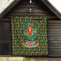 Kenya Christmas Quilt with Santa Feast Scene and Festive Wreath Pattern - Wonder Print Shop