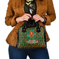 Kenya Christmas Shoulder Handbag with Santa Feast Scene and Festive Wreath Pattern - Wonder Print Shop