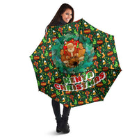 Kenya Christmas Umbrella with Santa Feast Scene and Festive Wreath Pattern - Wonder Print Shop