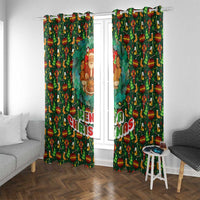 Kenya Christmas Window Curtain with Santa Feast Scene and Festive Wreath Pattern - Wonder Print Shop
