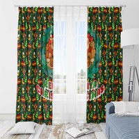 Kenya Christmas Window Curtain with Santa Feast Scene and Festive Wreath Pattern - Wonder Print Shop
